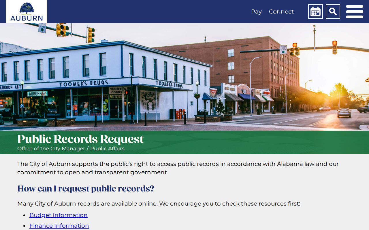 Auburn residents directory city public records request
