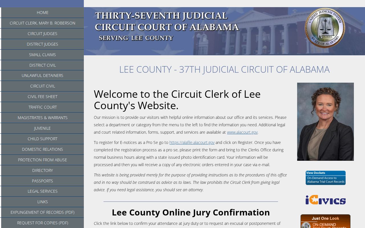 Auburn resident lookup at the Lee County Circuit Clerk website
